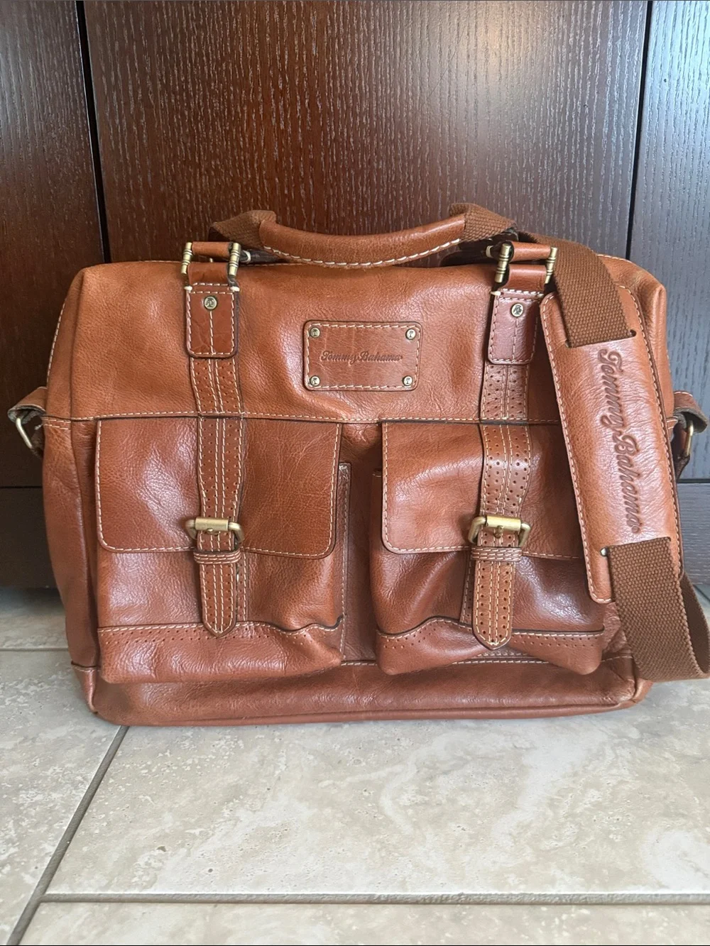 Tommy Bahama Genuine Leather Messenger Bag